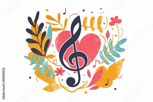 Heart With Treble Clef Vector Illustration photo