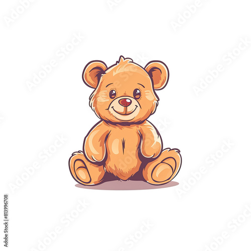 A Cute Little Bear Sitting  Cartoon Illustration