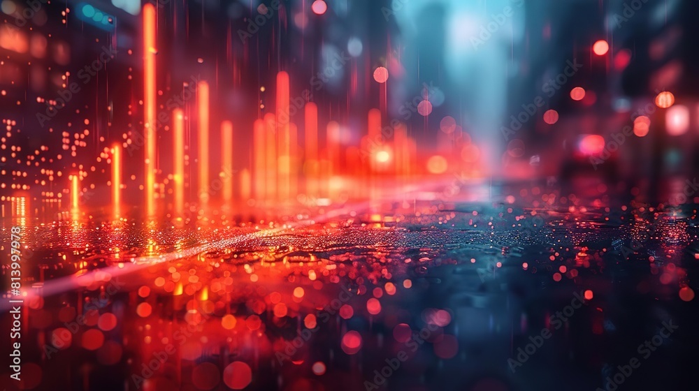 Create a photo of a rainy street with red neon lights reflecting off the wet pavement. The image should be dark and moody with a cyberpunk feel. Create a photo of a rainy street with red neon lights reflecting off the wet pavement. The image should be dark and moody with a cyberpunk feel.