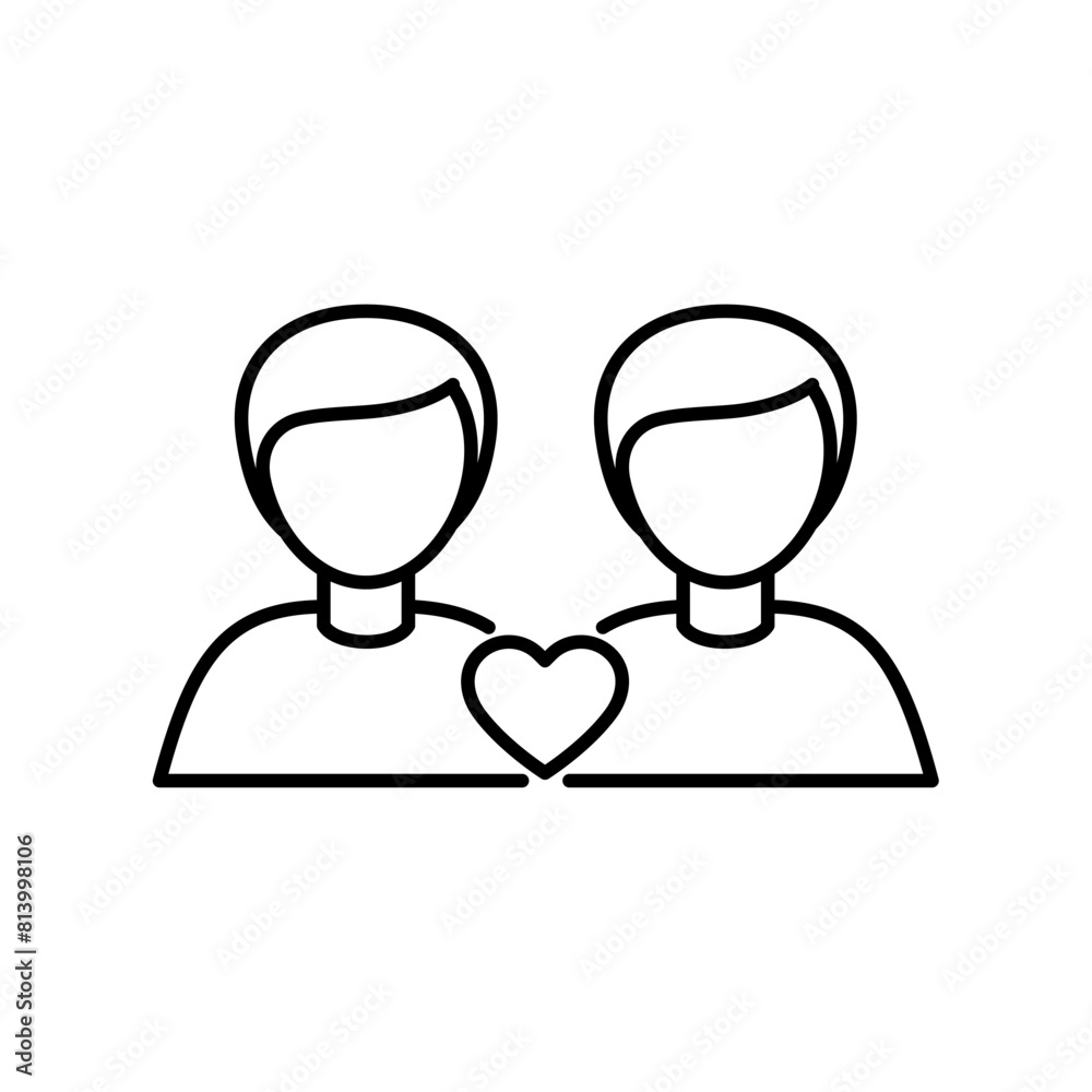 Same sex couple outline icon. Love, relationship concept. Editable stroke Same sex couple outline icon. Love, relationship concept. Editable stroke