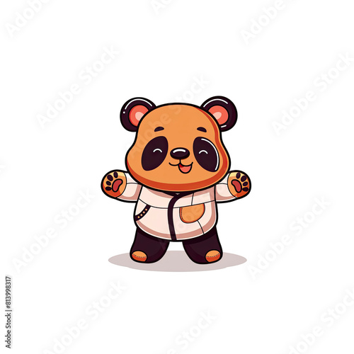 A Cartoon Bear Wears A Panda Bear Outfit  Cartoon Illustration