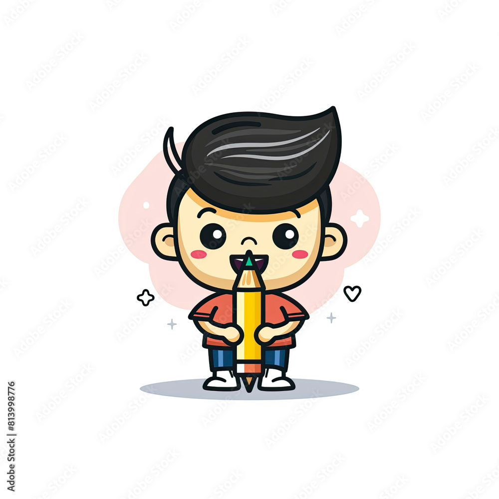 A Cartoon Character With A Pencil Symboliz, Cartoon Illustration A Cartoon Character With A Pencil Symboliz, Cartoon Illustration