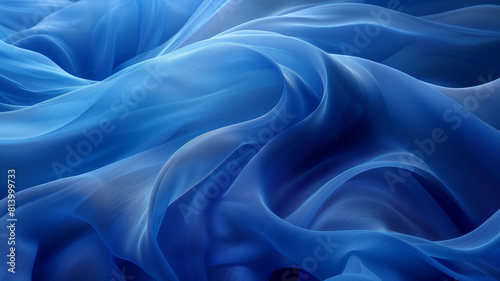 Flowing Blue Satin Silk Fabric Texture