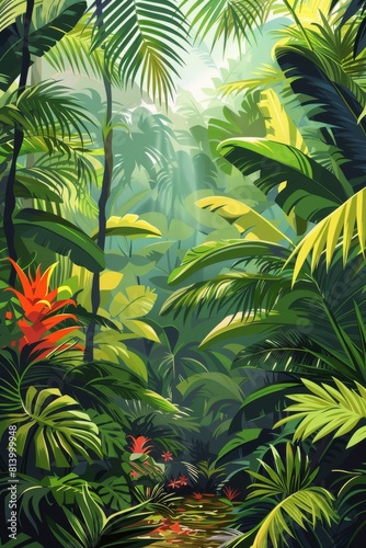 Tropical Jungle With Stream