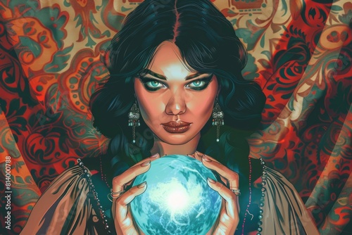 A woman holding a crystal ball. Suitable for mystical and fortune-telling concepts