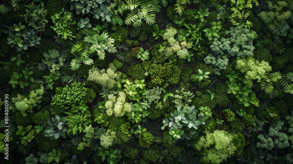 A breathtaking aerial perspective of a dense forest canopy, where vibrant patches of moss create a tapestry of green against the earthy brown of the forest floor. A breathtaking aerial perspective of a dense forest canopy, where vibrant patches of moss create a tapestry of green against the earthy brown of the forest floor.