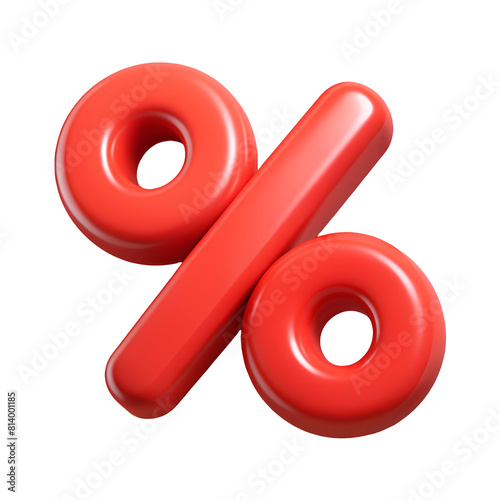 Red 3d sign percent discount on isolated background