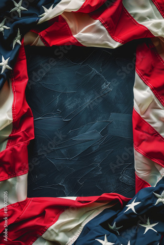American patriotic background with copy space. American flag rectangular frame. US frame. American flag patriotic background for greetings. US flag frame. USA patriotic background. US flag banner.  