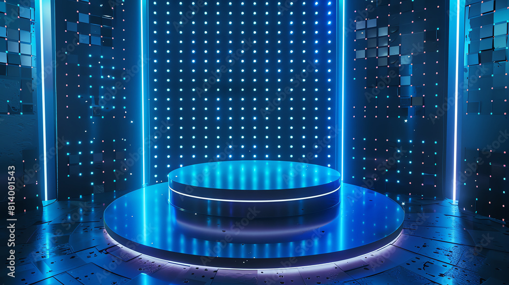 Lab Podium Showcase product podium in an advanced laboratory top view highlighting ...