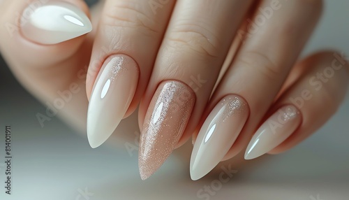 Closeup of womans hands with elegant neutralcolored manicure  perfect for beauty and fashion promotions