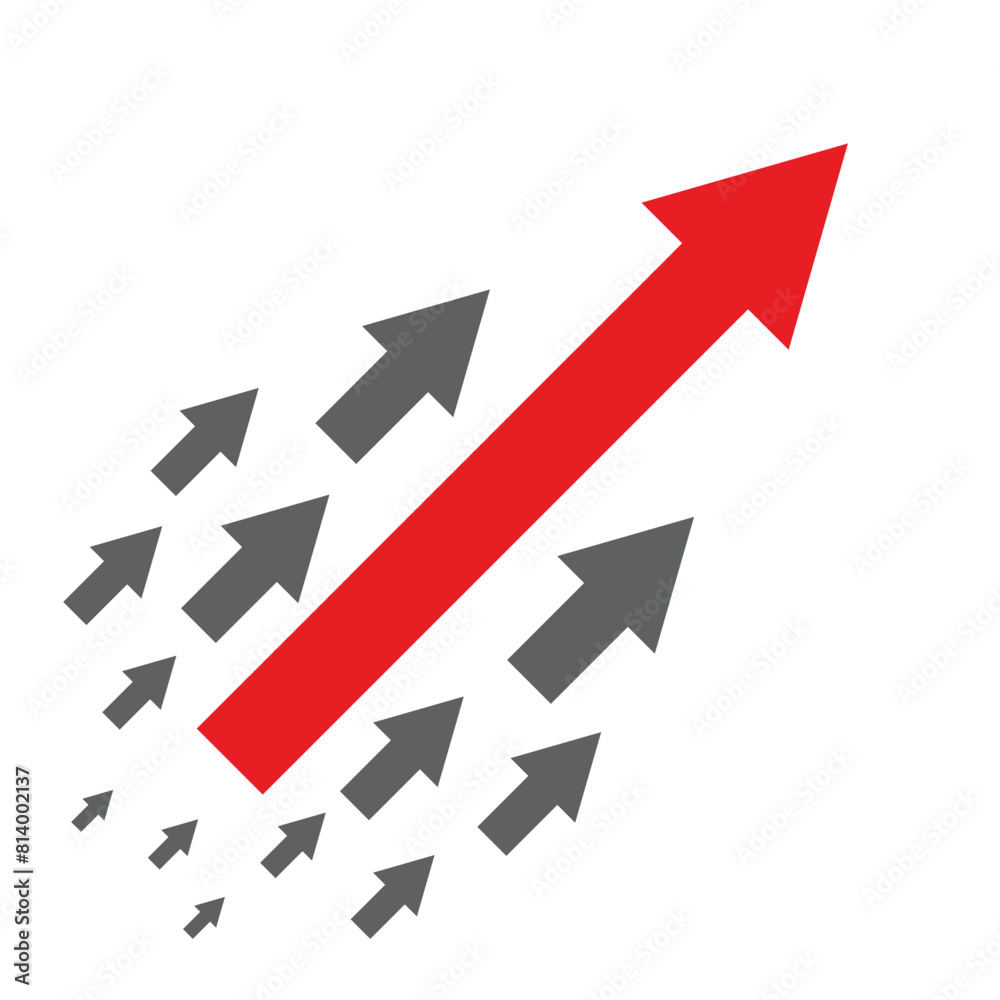 big business arrow going up trend followed by many small arrows big business arrow going up trend followed by many small arrows