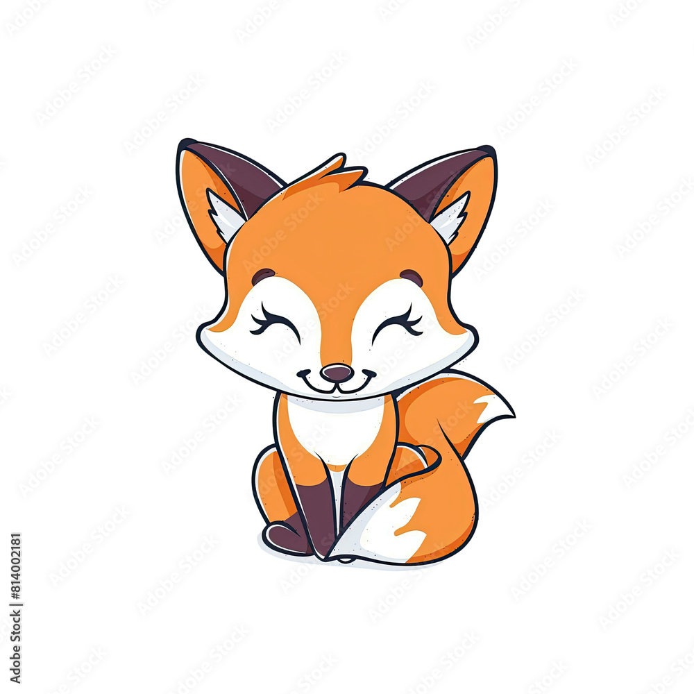 A Cute Baby Fox Cartoon, Cartoon Illustration A Cute Baby Fox Cartoon, Cartoon Illustration