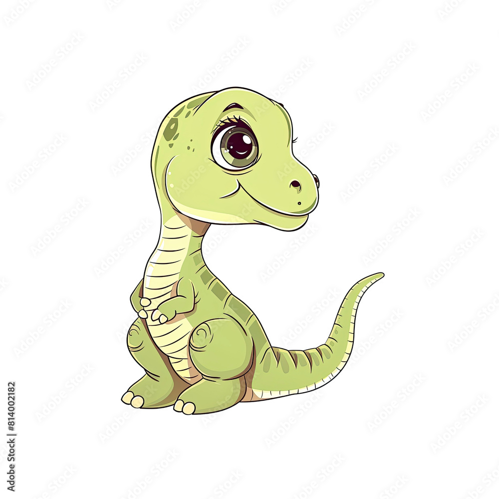 Fototapeta premium A Cute Baby Dinosaur Cartoon, Cartoon Illustration
