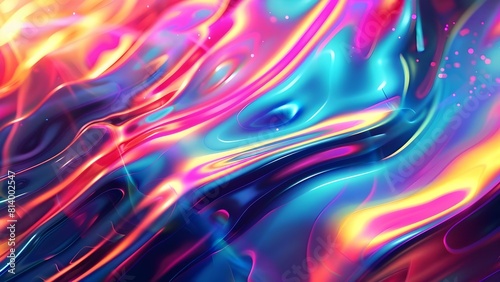 s-style Vibrant Abstract Digital Design with Blurred Holographic Colors. Concept Digital Art, Abstract Design, Vibrant Colors, Holographic, 90s Style photo