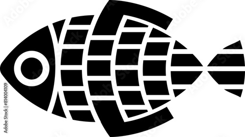 Abstract decorative, stylized fish illustration.