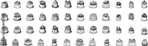 Collection of Cake Silhouette Design, Vector art, sweets, Desserts