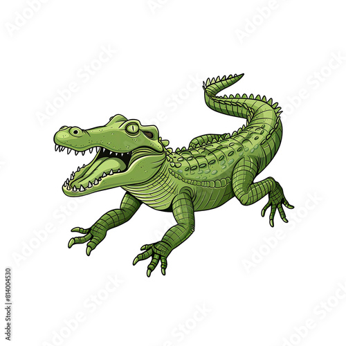 A Cartoon Green Crocodile  Cartoon Illustration