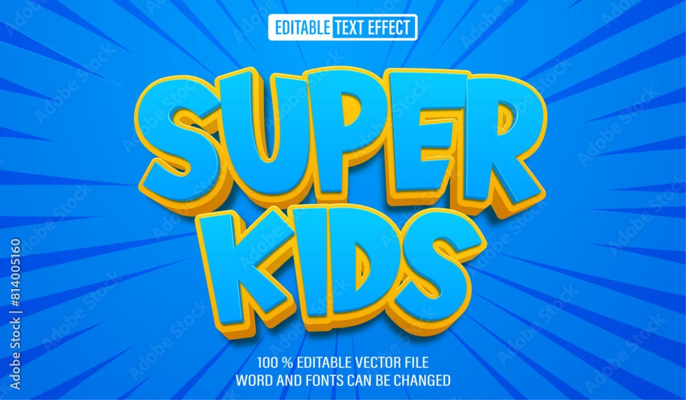 Editable 3d text style effect - Super Kids text effect Template Editable 3d text style effect - Super Kids text effect Template