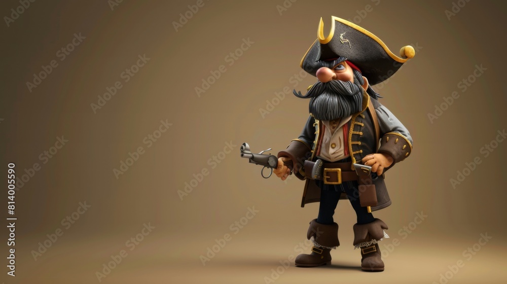 A cool pirate character illustration background with empty space A cool pirate character illustration background with empty space