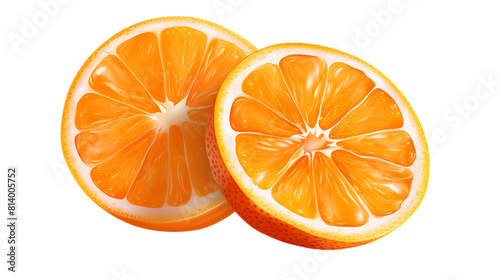 An orange and an orange slice with a transparent background.