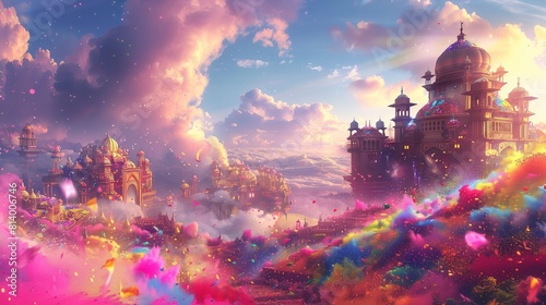 A magical and captivating illustration of a Happy Holi Background