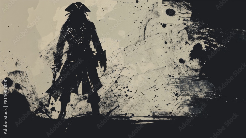 Obraz premium A cool pirate character illustration background with empty space