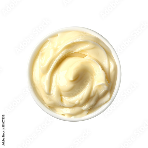 Mayonnaise in a bowl isolated on white background, png file
