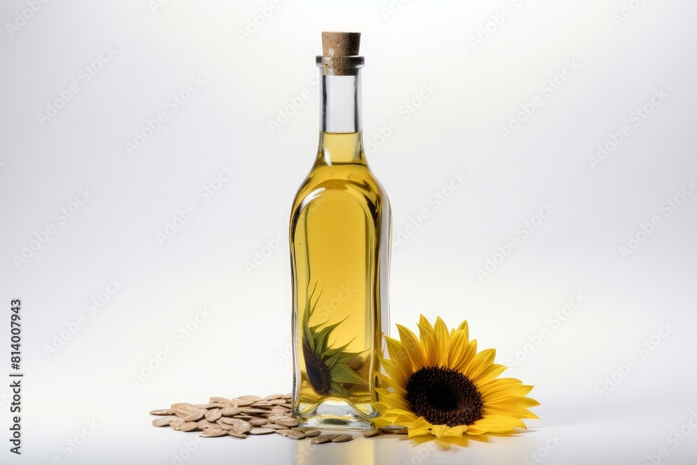 Portable Sunflower oil bottle. Nutrition summer. Generate Ai Portable Sunflower oil bottle. Nutrition summer. Generate Ai