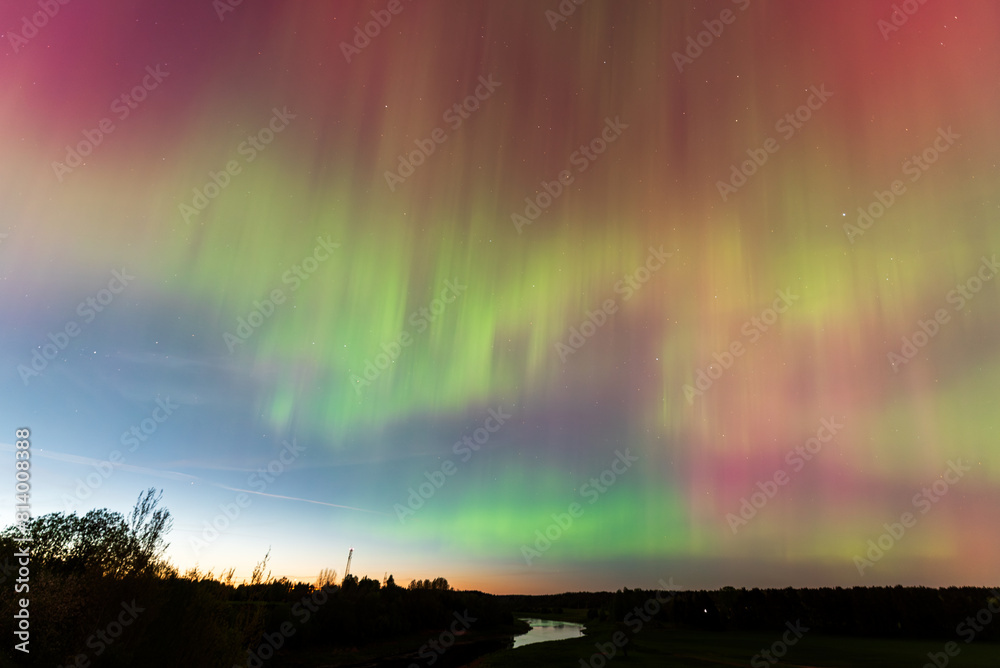 Aurora borealis, The Northern lights at Kuldiga, Latvia. Aurora borealis, The Northern lights at Kuldiga, Latvia.