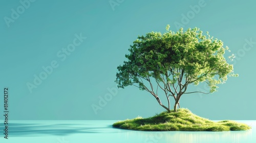 Sustainable tech tree flat design front view environmental innovation theme 3D render Complementary Color Scheme
