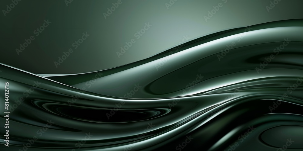 Obraz premium Dark Green Gradient Background: Smooth Curves and Waves in Rich Green Tones for Modern and Minimalist Designs