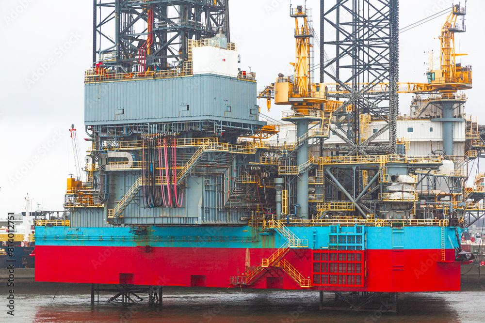An offshore oil drilling platform stands near the seaport of Gdynia in Poland.