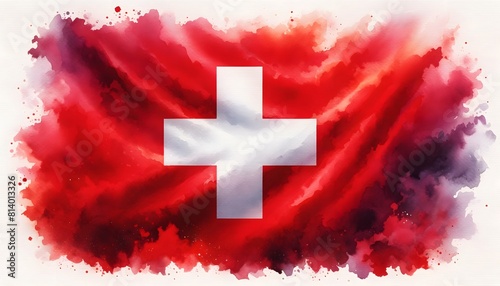 Fotografie Illustration of a Beautiful Watercolor Flag of Switzerland
