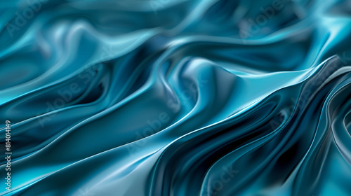 Flowing Soft Wavy Pattern Cyan Color Luxury Thich Cloth ,Abstract colorful liquid wave background, holographic surface photo