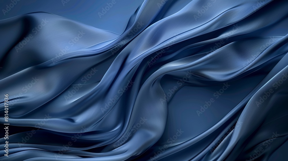 Fototapeta premium 3D dark blue Illustration silk background with relaxing luxury curves with space for copy