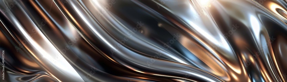 The image is a close-up of a shiny, metallic surface. The surface is rippled and reflects light in a variety of ways. The colors in the image are silver, gray, and blue. The image is a close-up of a shiny, metallic surface. The surface is rippled and reflects light in a variety of ways. The colors in the image are silver, gray, and blue.