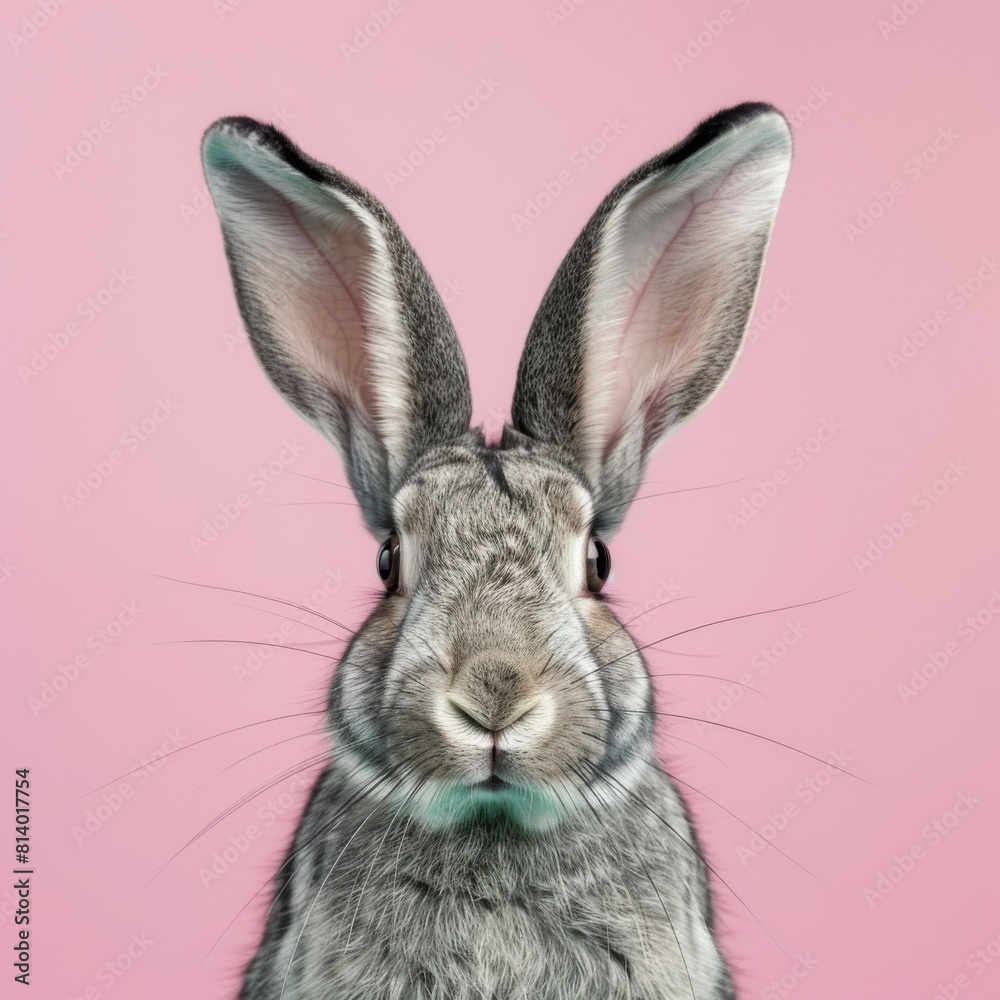 Obraz premium rabbit, Animal on a plain background, copy space banner. Postcard with cute creatures.