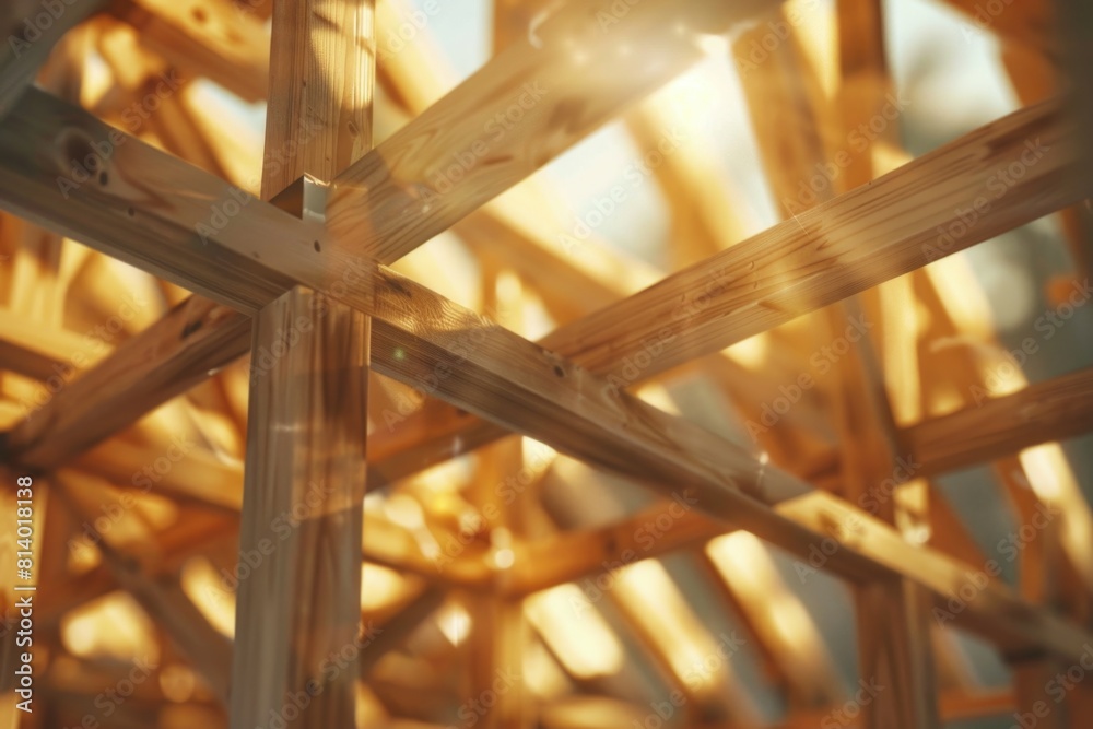 Detailed view of wooden beams, suitable for construction projects Detailed view of wooden beams, suitable for construction projects