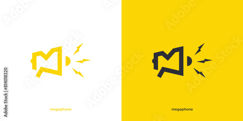 Simple Monogram Megaphone Logo Design. Letter M Logo with Megaphone Logo, Icon, Symbol, Vector, Design, Inspiration.