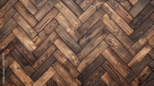 The image shows a herringbone parquet floor. The floor is made of dark wood and has a warm  inviting appearance. The floor is perfect for a living room  dining room  or bedroom.