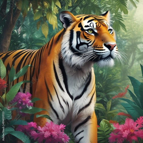 Tiger in the jungle illustration 