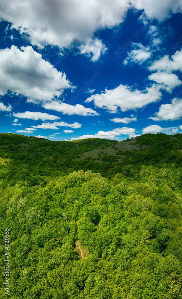 Fototapeta premium Aerial view of Strandzha mountains in Bulgaria 