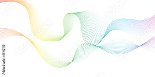 Technology abstract wave lines on white background Vector wavy lines pattern smooth curve flowing dynamic colorful gradient background. futuristic graphic energy sound waves technology concept.