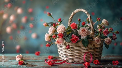 Flowers in basket.