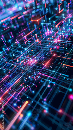 Wallpaper Mural A close up of a abstraction computer circuit board with many lights Torontodigital.ca