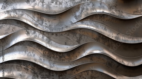 Wavy metal wall panels with a rusty texture.