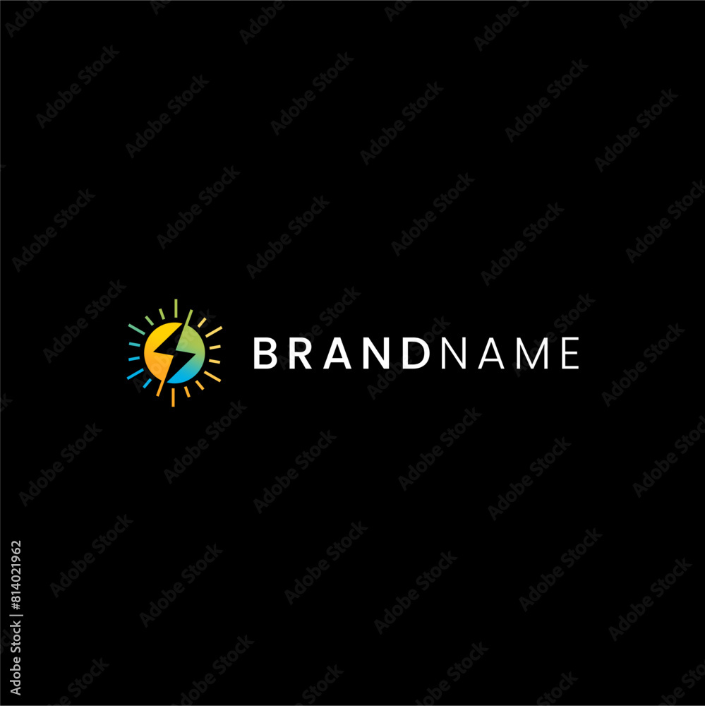 Fototapeta premium sun and bolt logo concept for energy company