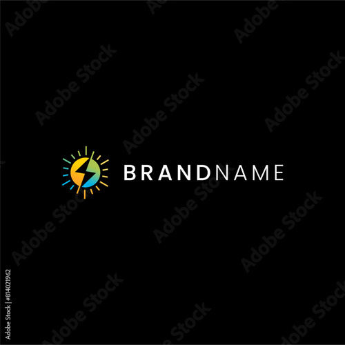 sun and bolt logo concept for energy company