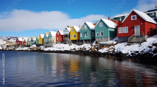 colorful Icelandic houses by the lake.