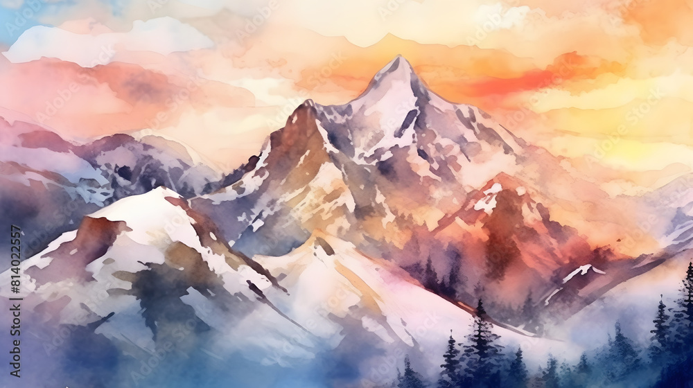 Mountain Precipices Watercolor